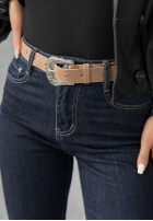 Nohavice džínosové z paskiem Let’s Not Talk tmavomodré