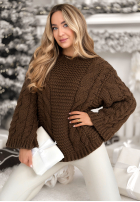 Pleciony Sveter oversize Days Are Short čokoládový