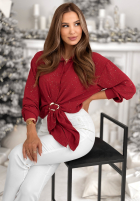 Błyszcząca Košeľa z wiązaniem Text Me Never červená