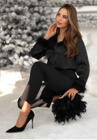 Błyszcząca Košeľa z futerkiem Shine Forever čierna