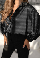 Košeľa z kryształkami Crystal Brilliance čierna