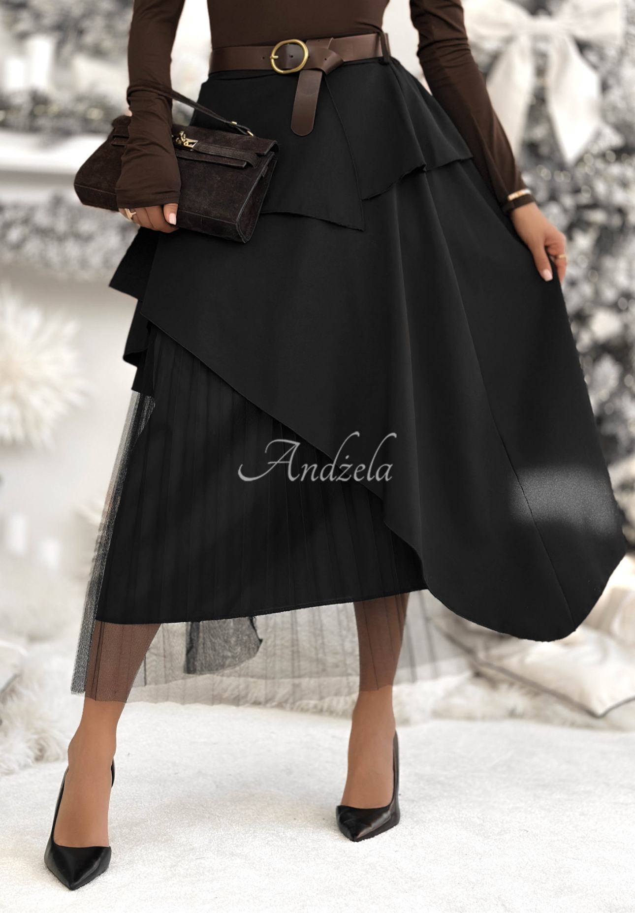 Plisovaná sukňa s opaskom Change You Wish čierna