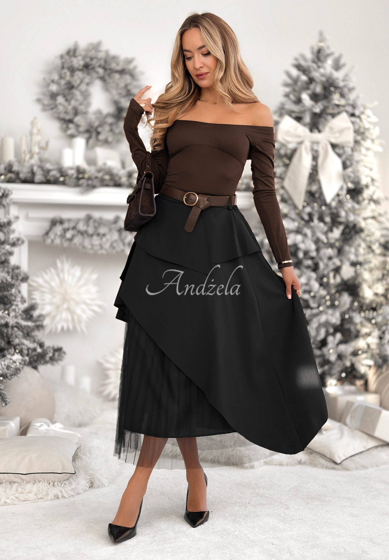 Plisovaná sukňa s opaskom Change You Wish čierna