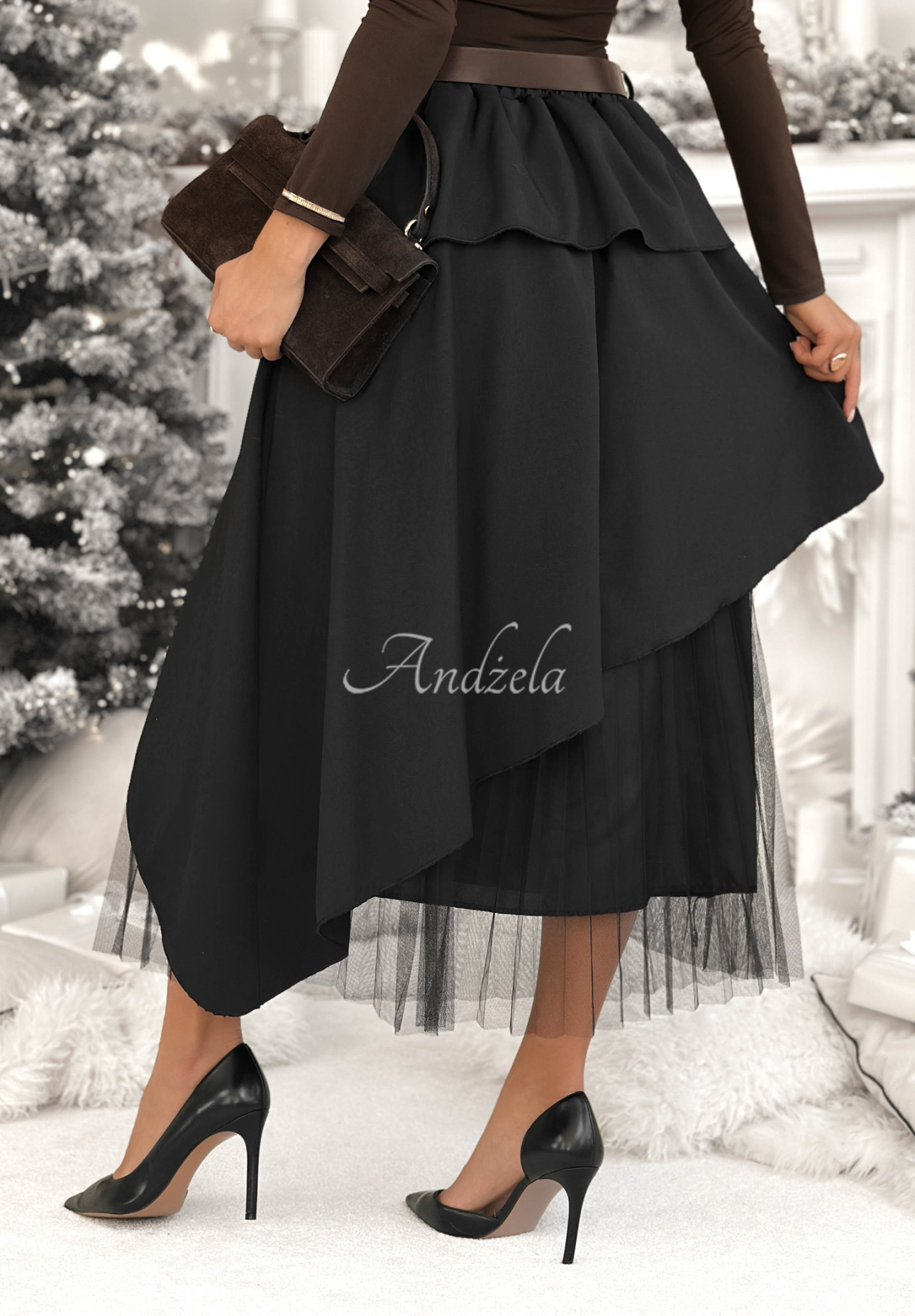 Plisovaná sukňa s opaskom Change You Wish čierna