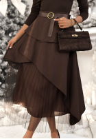 Plisowana Sukňa  z paskiem Change You Wish čokoládová