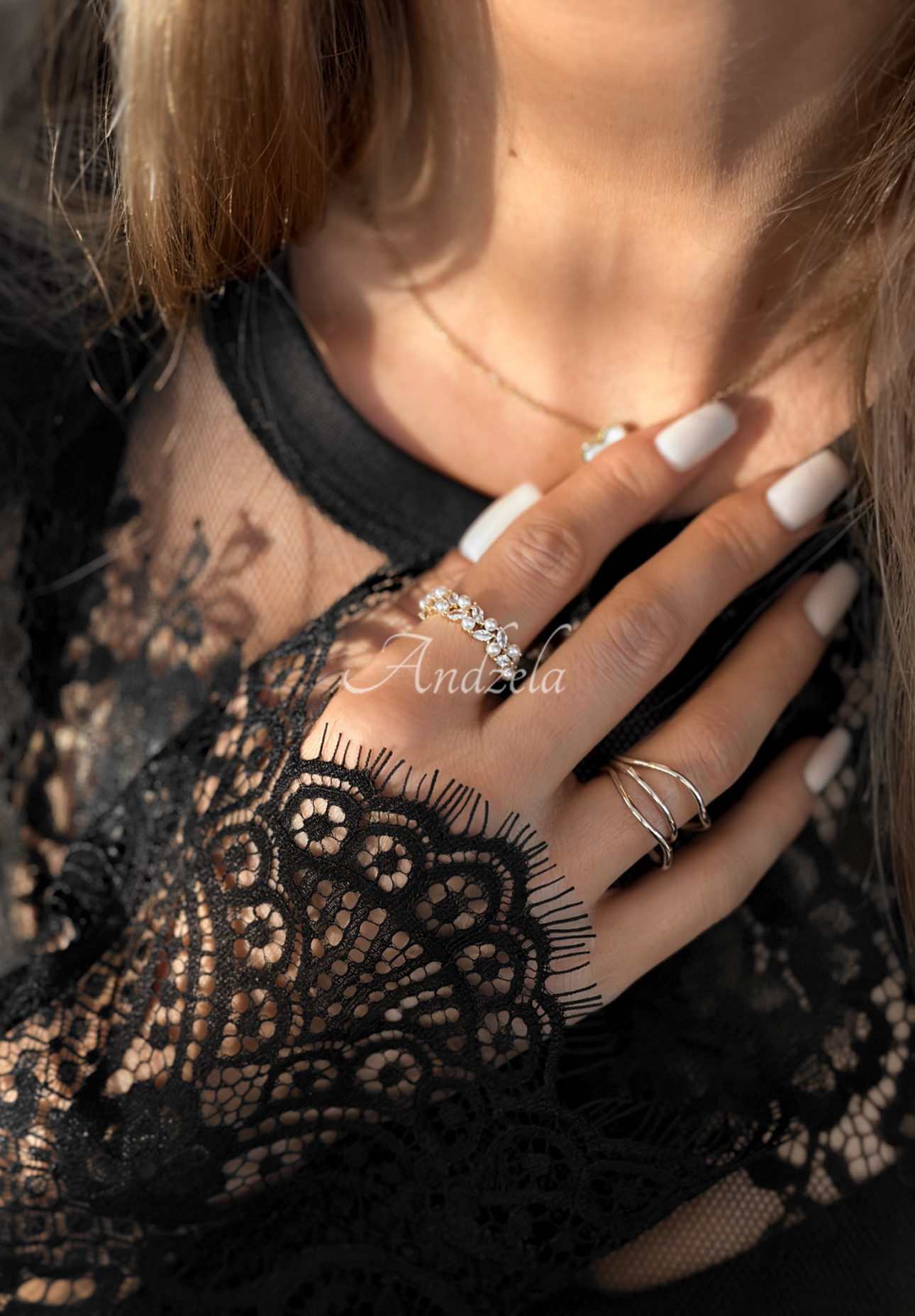 Prsteň s cyrkónmi a perlami Blinked zlatý