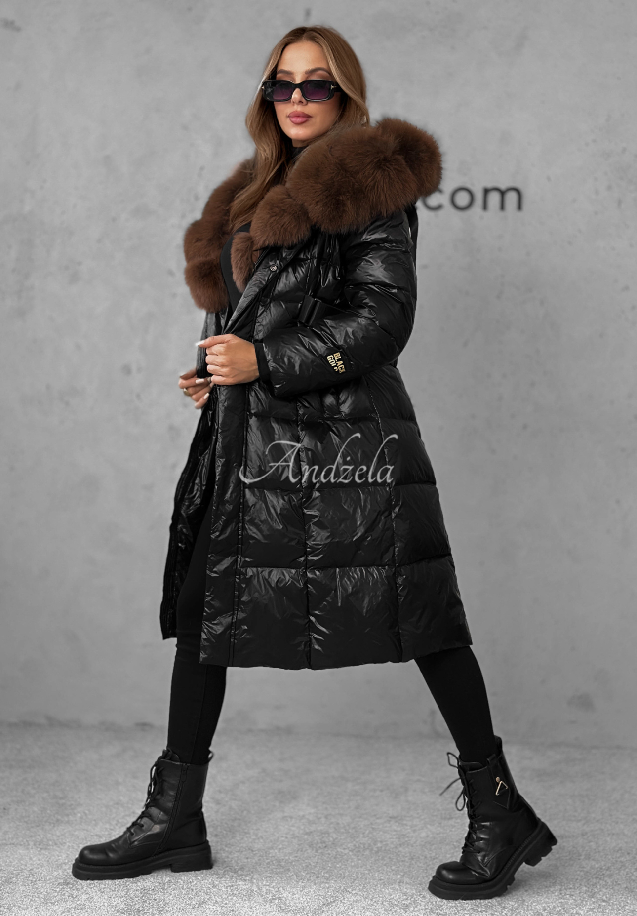 Dlhá páperová bunda s kožušinou Winter Time čierna