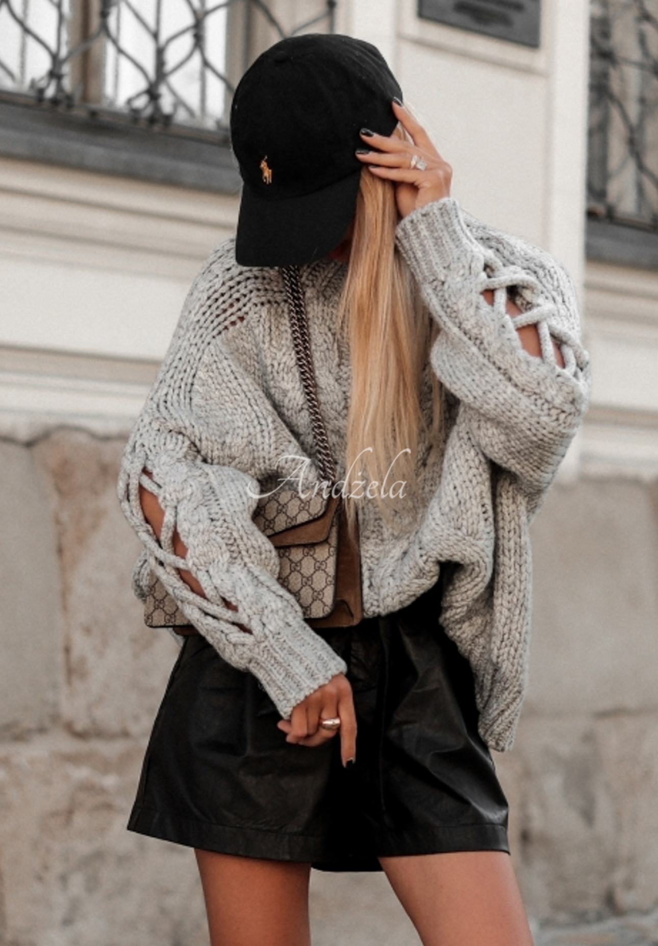 Sveter s ozdobnou väzbou Cocomore Casual Sivá