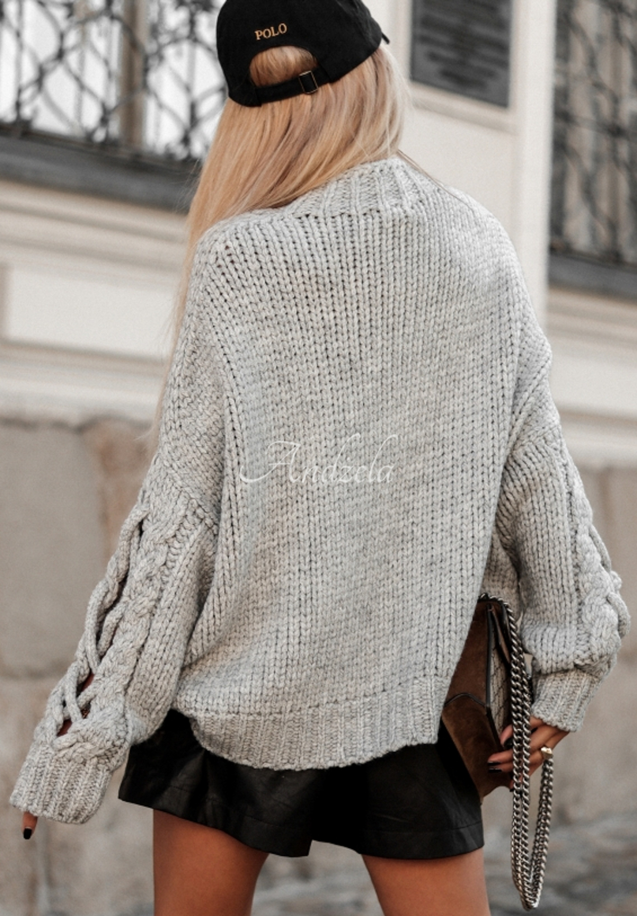 Sveter s ozdobnou väzbou Cocomore Casual Sivá