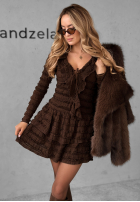 Šaty mini z falbankami Still Miss You čokoládová