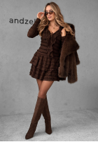 Šaty mini z falbankami Still Miss You čokoládová