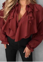 Košeľa z falbankami Majestic Dreams bordová