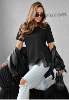 Tričko z koronką Daily Lace čierne