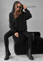 Sveter oversize ze sznurowaniem i kapturem Laossi čierne