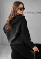 Sveter oversize ze sznurowaniem i kapturem Laossi čierne