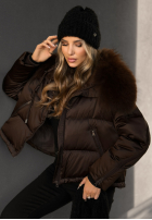 Puchowa Bunda z futerkiem In Your Dreams čokoládová
