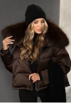 Puchowa Bunda z futerkiem In Your Dreams čokoládová