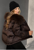 Puchowa Bunda z futerkiem In Your Dreams čokoládová