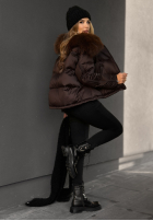 Puchowa Bunda z futerkiem In Your Dreams čokoládová