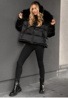 Puchowa Bunda z futerkiem In Your Dreams čierna