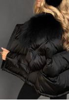 Puchowa Bunda z futerkiem In Your Dreams čierna