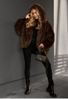 Krátka Bunda futerko Rainy Mood čokoládové