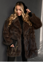 Kabát futerko z kołnierzem Chestnut Hill čokoládový