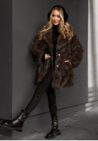 Kabát futerko z kołnierzem Chestnut Hill čokoládový