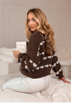 Sveter w serduszka Lots Of Hearts čokoládový