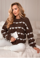 Sveter w serduszka Lots Of Hearts čokoládový