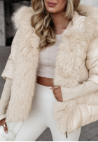 Krátka Prešívaná Bunda z futerkiem Frosty Horizon béžová