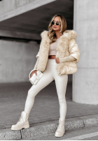 Krátka Prešívaná Bunda z futerkiem Frosty Horizon béžová