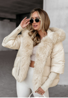 Krátka Prešívaná Bunda z futerkiem Frosty Horizon béžová
