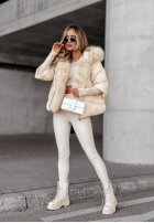 Krátka Prešívaná Bunda z futerkiem Frosty Horizon béžová
