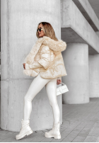 Krátka Prešívaná Bunda z futerkiem Frosty Horizon béžová