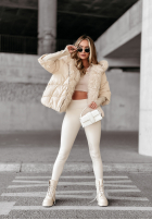 Krátka Prešívaná Bunda z futerkiem Frosty Horizon béžová