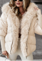 Krátka Prešívaná Bunda z futerkiem Frosty Horizon béžová