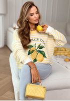 Miękki Sveter w paski La Dolce Vita Lemonita biało-žltá