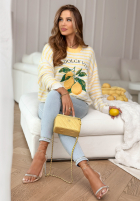 Miękki Sveter w paski La Dolce Vita Lemonita biało-žltá