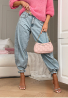 Nohavice džínosové banana z paskiem Leave A Message svetlomodré