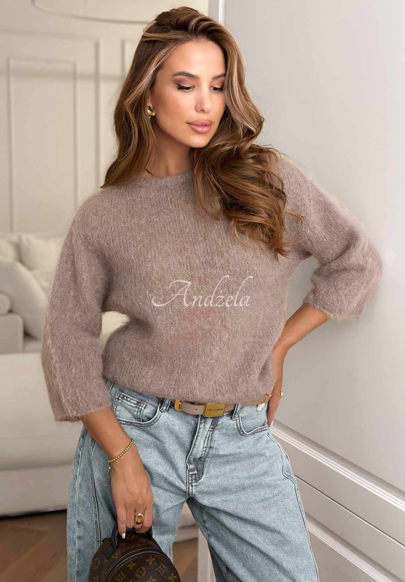 Mohérový sveter Give Me Space Mokka