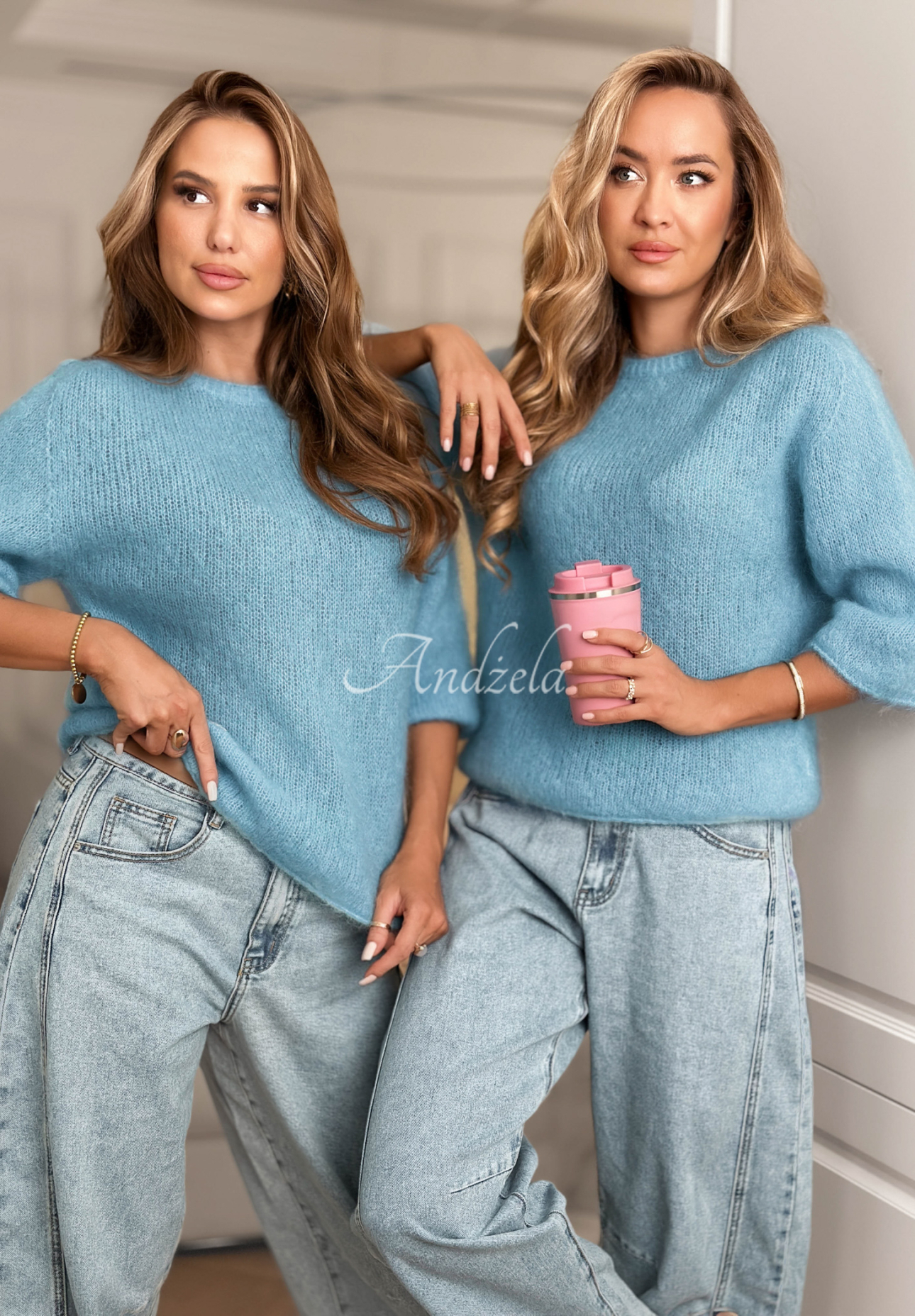 Mohérový sveter Give Me Space modrý