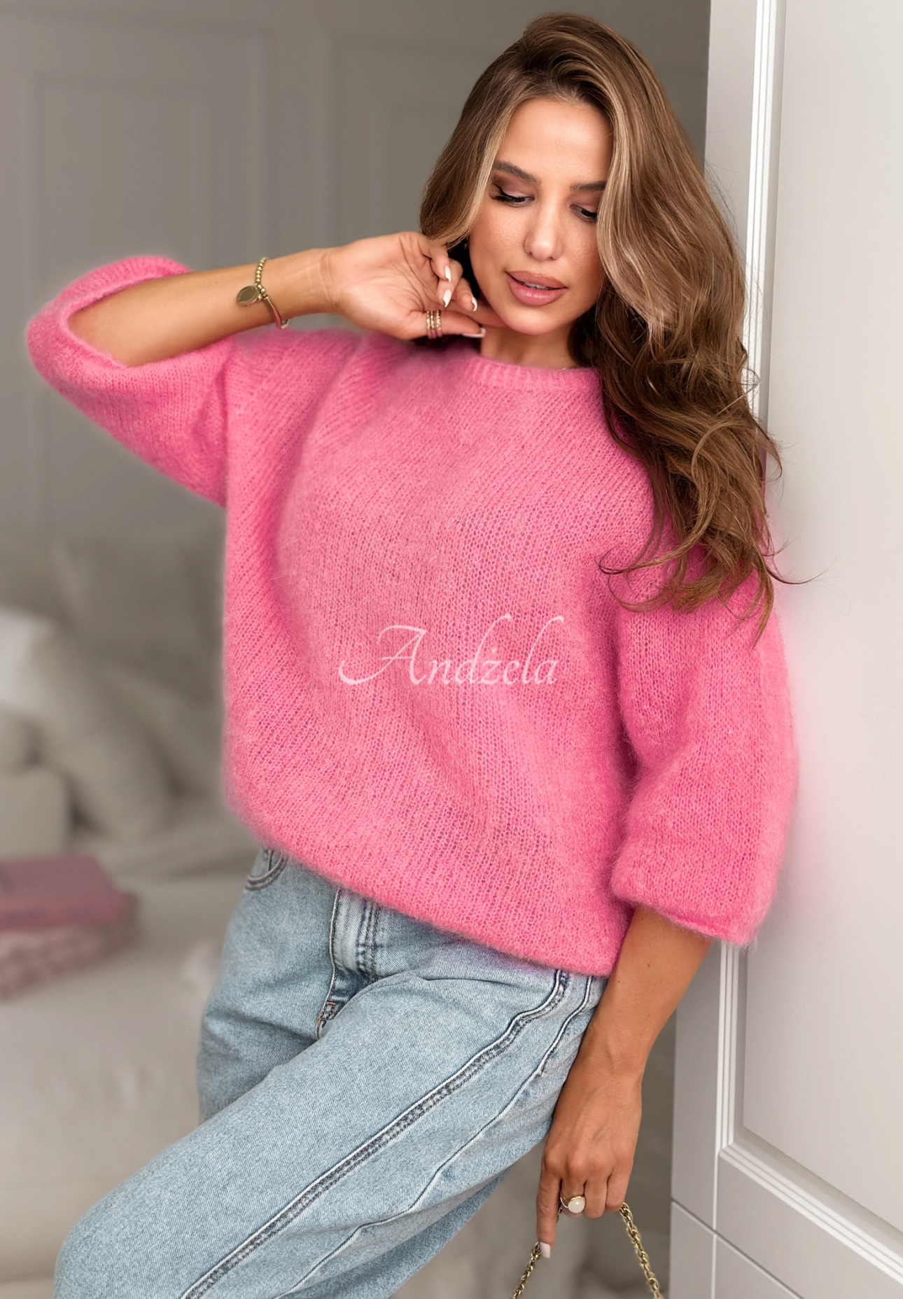 Mohérový sveter Give Me Space ružový