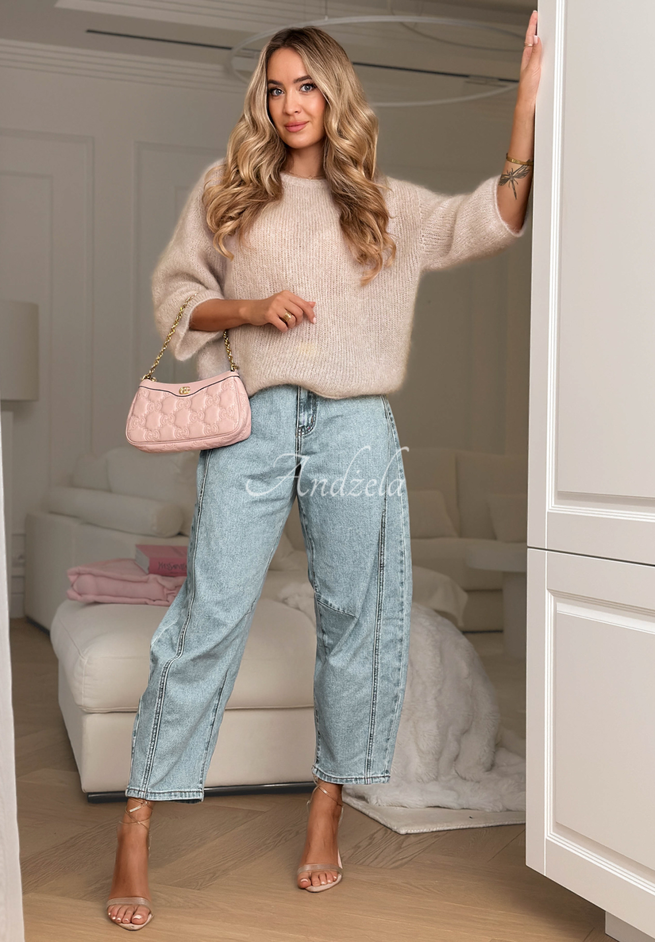 Mohérový sveter Give Me Space béžový