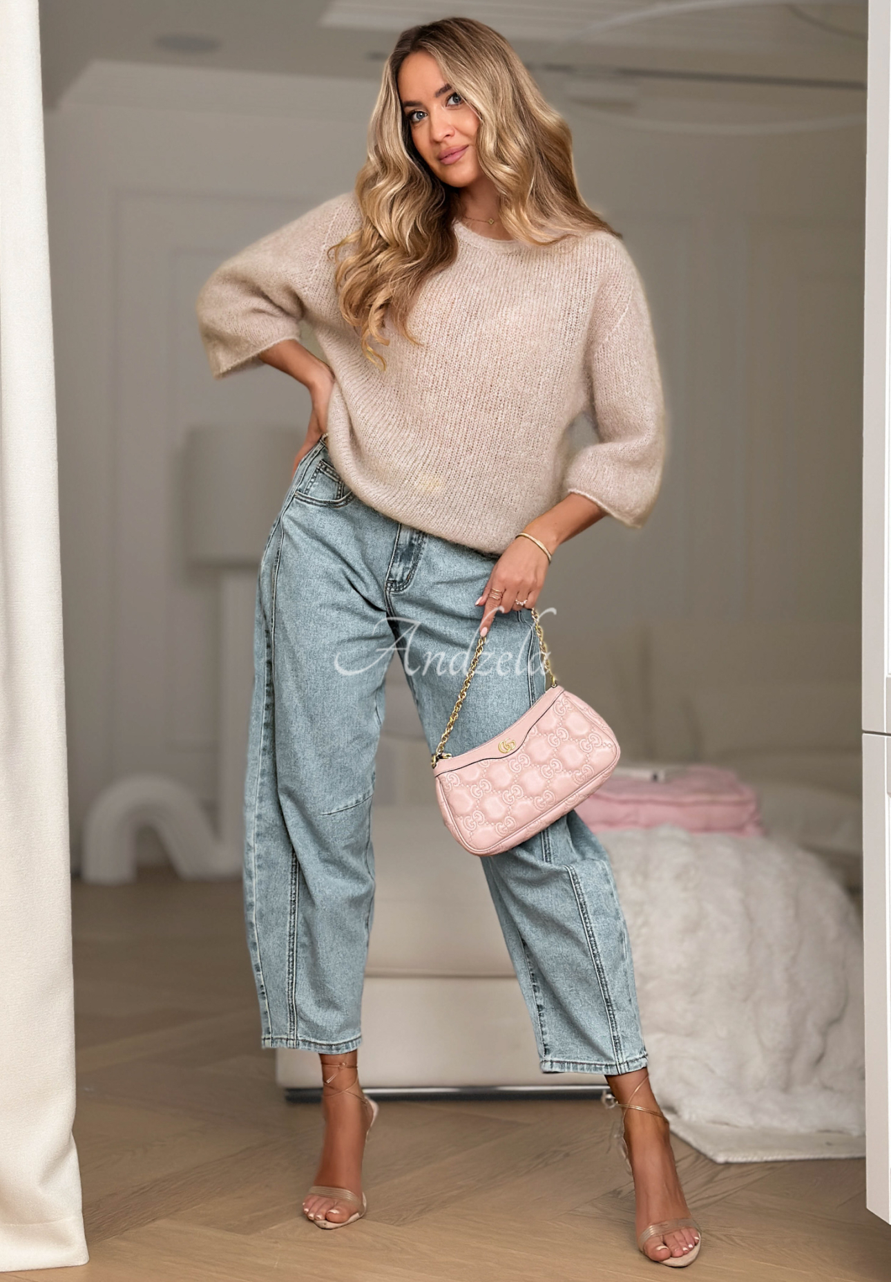 Mohérový sveter Give Me Space béžový