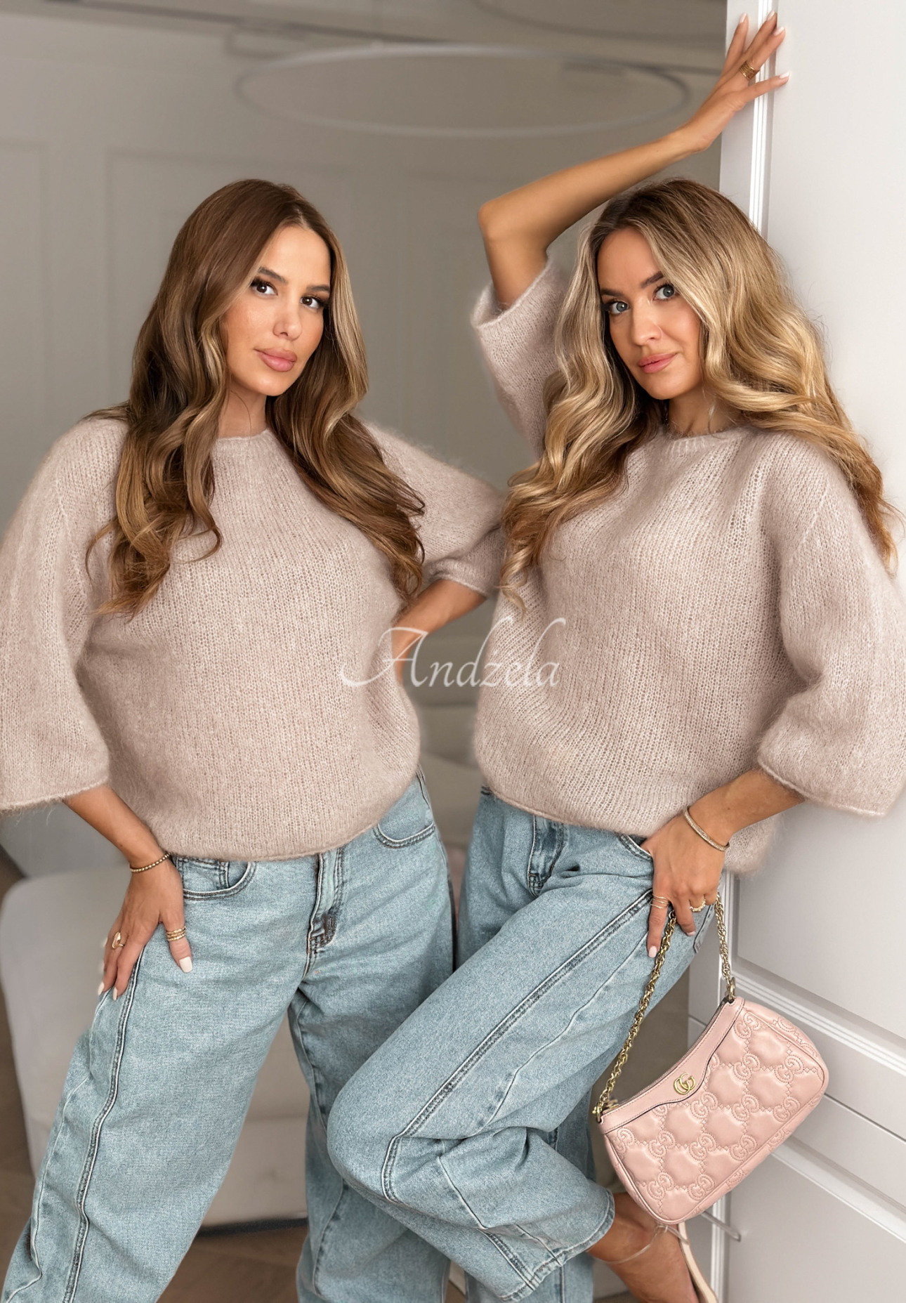 Mohérový sveter Give Me Space béžový