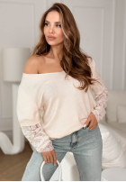 Ľahký Sveter z koronką Sun Springs béžový