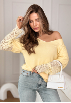 Ľahký Sveter z koronką Sun Springs žltá