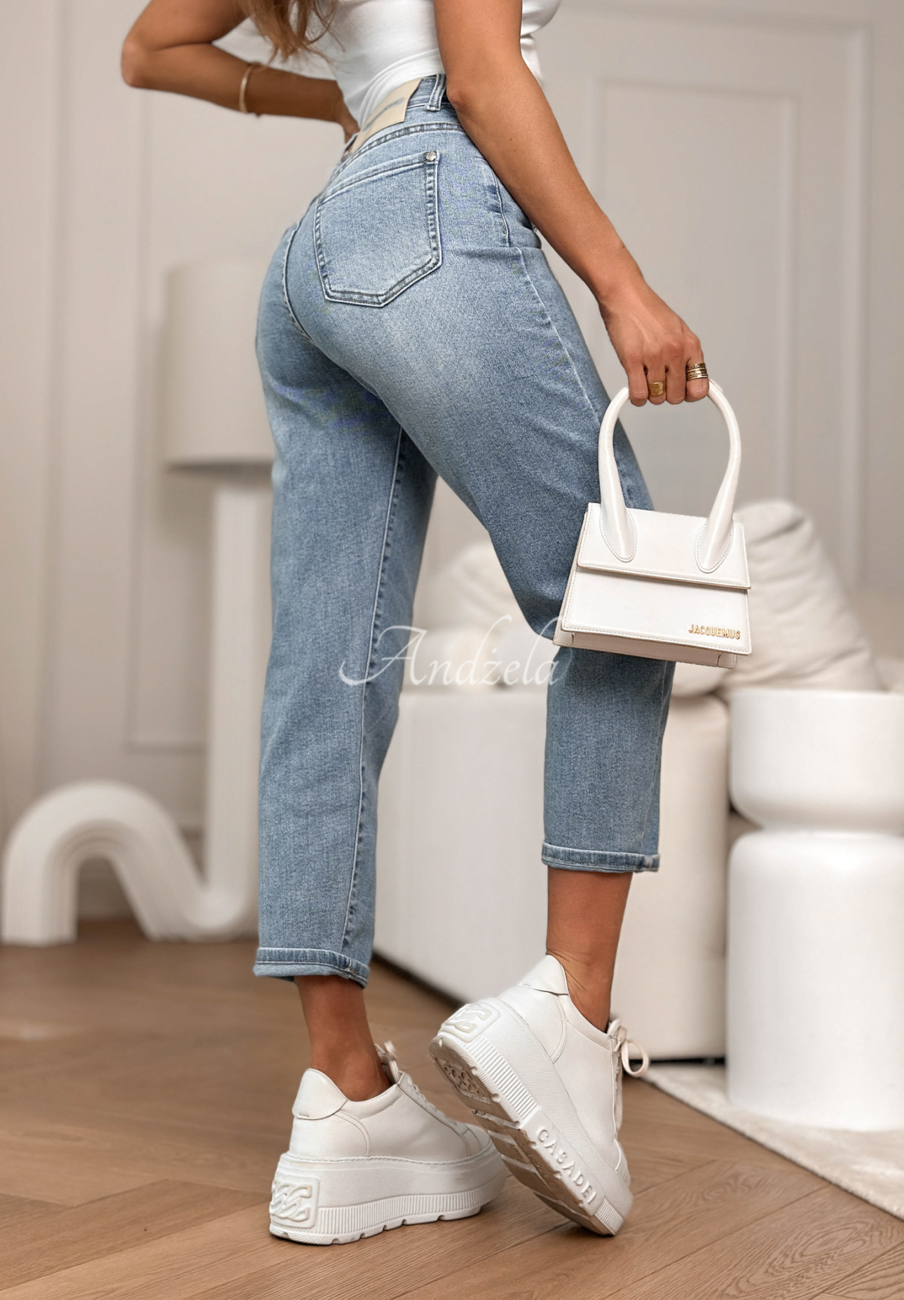 Džínsy mom fit You Know Better modré