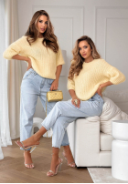 Moherowy Sveter na krótki rukáv z wełną On Airplane žltá